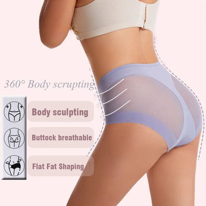 High Waist Ice Silk Shaping Briefs Translucent and sexy