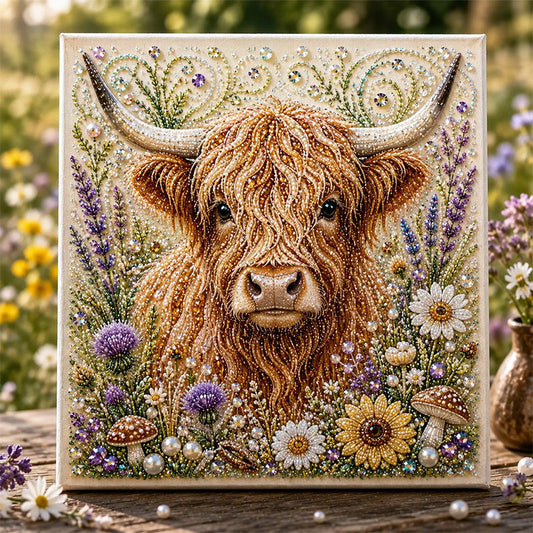 🏆 Last Day Special Price🔥Highland Cow Pearl Art DIY Kit – Relaxing DIY Craft to Create Stunning Coastal Artwork