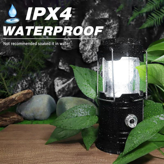 Solar Camping Lantern – Solar charging + USB charging, magnetic base & fold-out hook . Perfect for power cuts, hiking & emergencies.