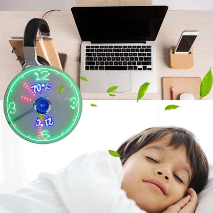 FREE SHIPPING-USB Fan with LED Clock Lighting