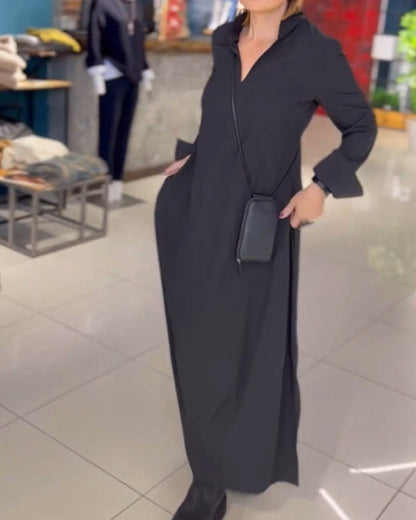 🔥2024 Hot Sale 49% OFF🔥Side Slit Lapel Loose Long Dress