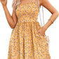 ⏰Hot Sale 80% Off💃Women's Summer Dresses Casual Square Neck Floral Sundress With Pockets