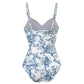 🌟Last Day 49% OFF-Women's Plants Print Contrast Mesh Swimsuit Set