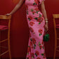 🌸Spring Specials💐 Cheongsam Style Rose Floral Print Tiered Flare Sleeve Stretch Maxi Dress