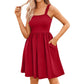 Women's Summer Dresses Casual Square Neck Floral Sundress With Pockets