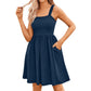 Women's Summer Dresses Casual Square Neck Floral Sundress With Pockets