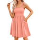 Women's Summer Dresses Casual Square Neck Floral Sundress With Pockets