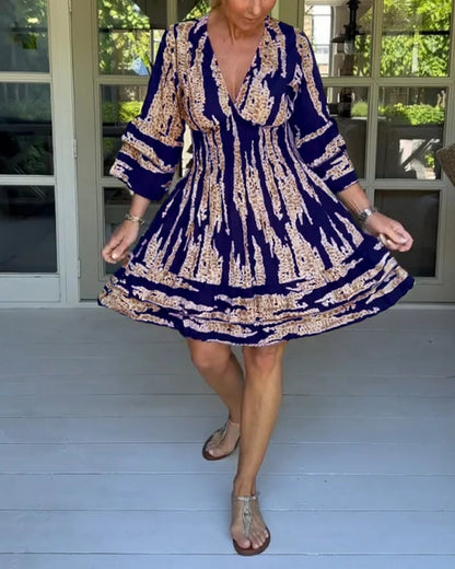 🔥🩷👗2024 Summer New Arrivals🎉V-neck dress with three-quarter sleeves👗✨