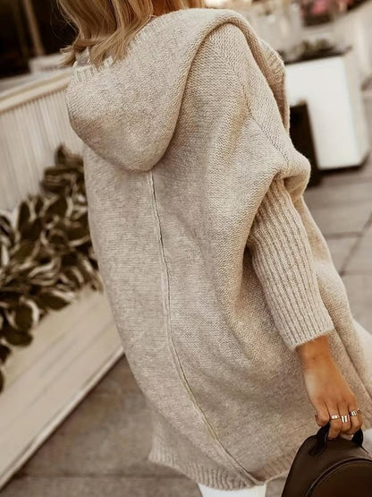 Women's Autumn Knit Open Front Hooded Coat