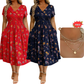 ⏰LAST DAY Buy 2 get 1 free!!🌿Women's V-Neck Floral Print Dress with Twist Waist