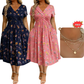 ⏰LAST DAY Buy 2 get 1 free!!🌿Women's V-Neck Floral Print Dress with Twist Waist