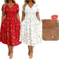 ⏰LAST DAY Buy 2 get 1 free!!🌿Women's V-Neck Floral Print Dress with Twist Waist