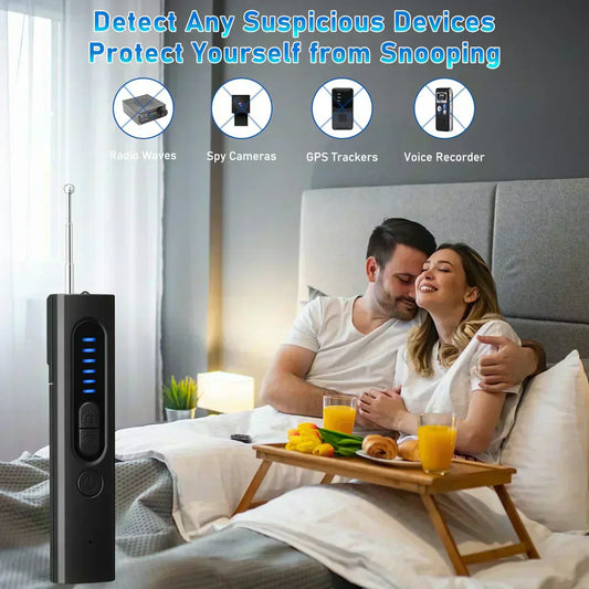 Anti-Spy Detector – 5 detection modes, 6‑level sensitivity.