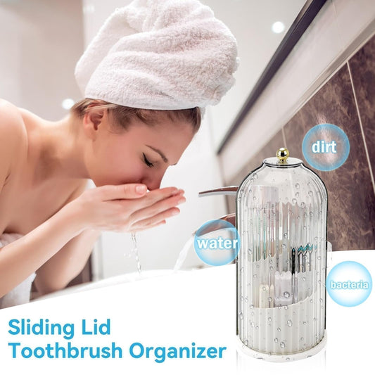 🧴 50% OFF NOW! 🏠 Sliding Lid Toothbrush Organiser – Wall-mounted, dustproof & space-saving – Perfect for small bathrooms & en-suites ✨