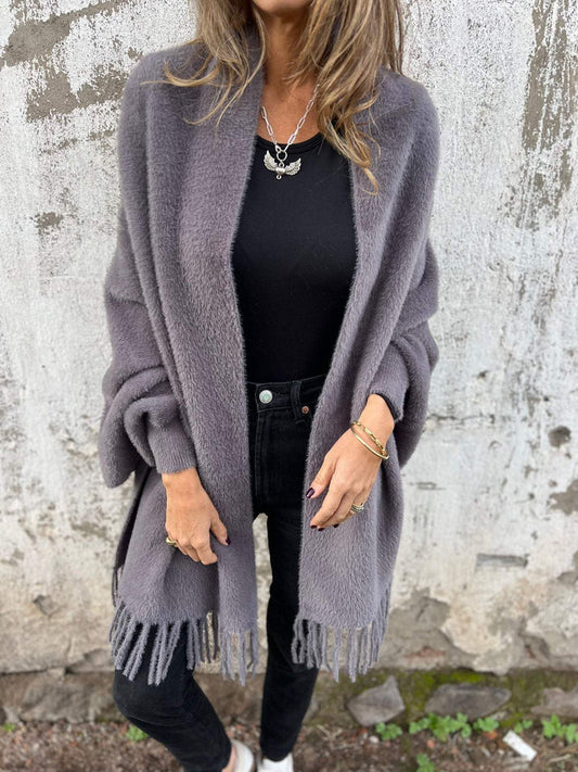 🎅Christmas Pre-sale🥰Women's Long Sleeve Casual Tassel Shawl Coat