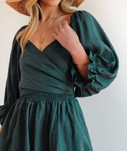 🔥Romantic French style, elegant ruffles! Lantern sleeve multi-wear dress, make you the focus of the party!🔥