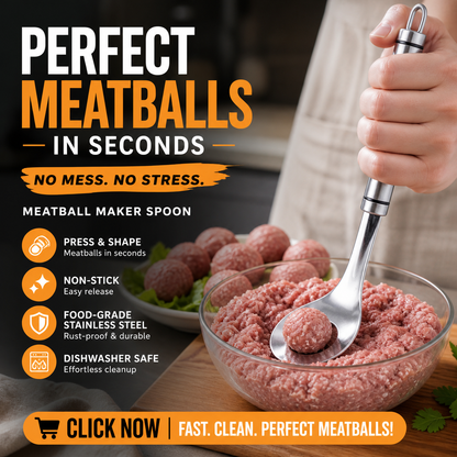 💥Surprise Price Today!!⚡BUY 1 GET 1 FREE!!Meatball Spoon! Non-stick, scoop & drain – perfect gift. Mess-free cooking – grab yours! ✅