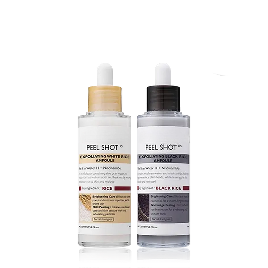 Peel Shot Glow Rice Ampoule Duo - Serums for Brightening, Exfoliating, and Moisturizing - Suitable for All Skin Types