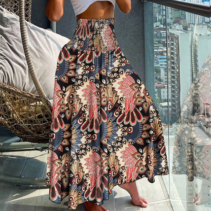 Women's Fashionable Floral Print High Waisted Skirt