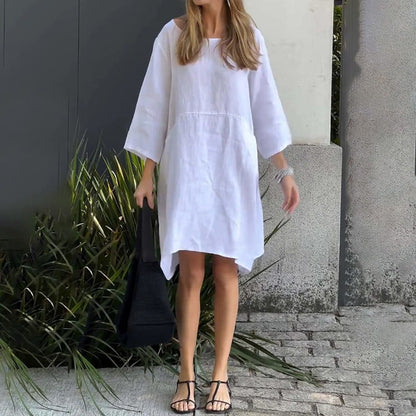 Women’s Casual Solid Color Loose Fit Dress with Pocket