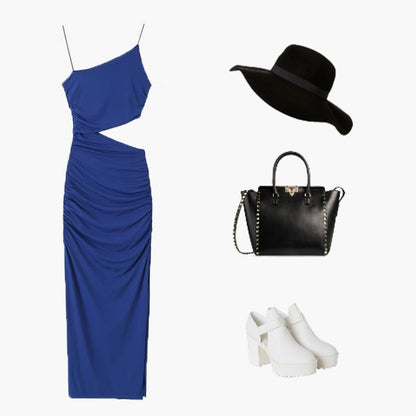 🦋Clever weight-loss cutout design, Italian spaghetti strap dress, essential for summer.💕