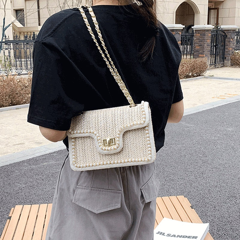 🦋Handmade women's summer straw crossbody bag💕