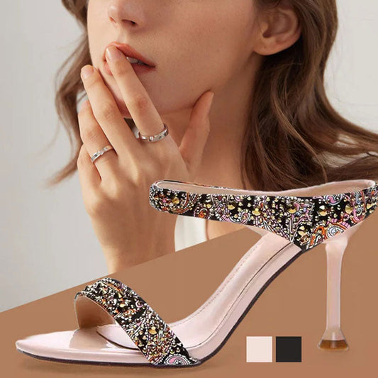 🦋Rhinestone dazzle, peep-toe design showcases foot charm, stilettos make every step elegant💕