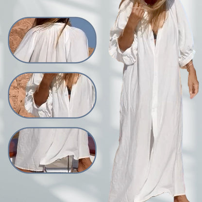 🔥 Flash Sale Alert: 50% OFF🩱 Women’s White Loose Fit 3/4 Sleeve Long Swimsuit Cover Up