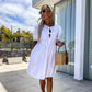 💕 Classy & Comfortable: Women’s Trendy Solid Color Bow Tie Front Puff Sleeve Dress
