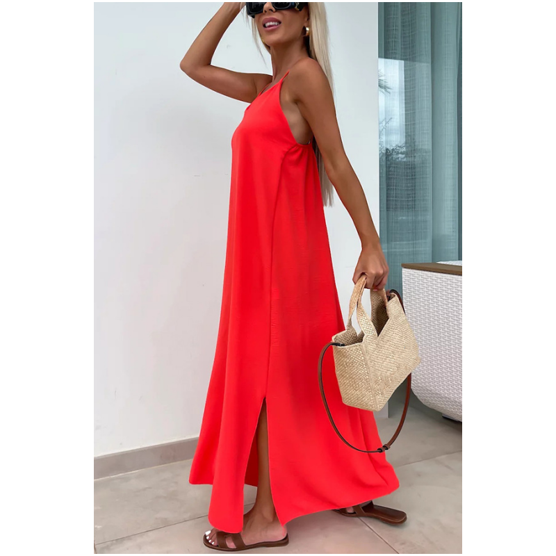 💕Loose-Fit Spaghetti Strap Maxi Dress with Side Slit💕