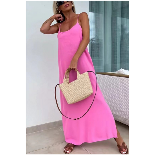 💕Loose-Fit Spaghetti Strap Maxi Dress with Side Slit💕