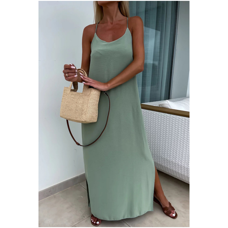 💕Loose-Fit Spaghetti Strap Maxi Dress with Side Slit💕
