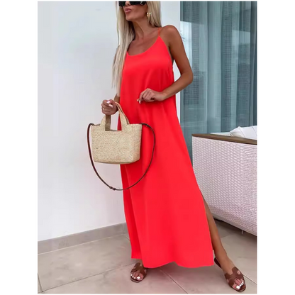 💕Loose-Fit Spaghetti Strap Maxi Dress with Side Slit💕