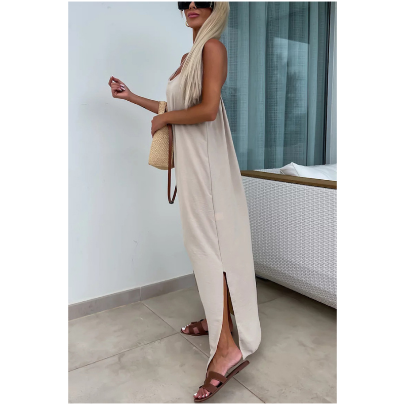 💕Loose-Fit Spaghetti Strap Maxi Dress with Side Slit💕
