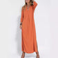 Solid V-Neck 3/4 Sleeve Dress with Slits