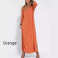 Solid V-Neck 3/4 Sleeve Dress with Slits