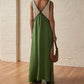 Fashionable V-neck sleeveless color blocked oversized dress with V-neck design, showcasing elegant neck lines