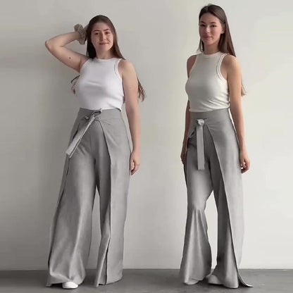 💕Women's Tie Knot Wide Leg Pants-The tie-up design reveals an elegant charm!💕