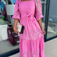 Women’s Trendy Patchwork Tie Waist Square Neck Long Dress