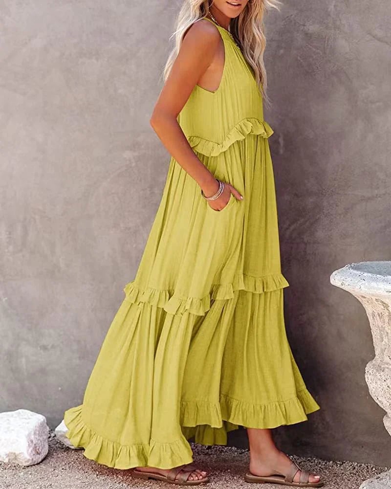 💕50% Discount💕Long dress adorned with ruffle edges, swaying gracefully in the breeze💕