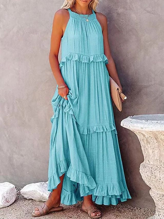 💕50% Discount💕Long dress adorned with ruffle edges, swaying gracefully in the breeze💕