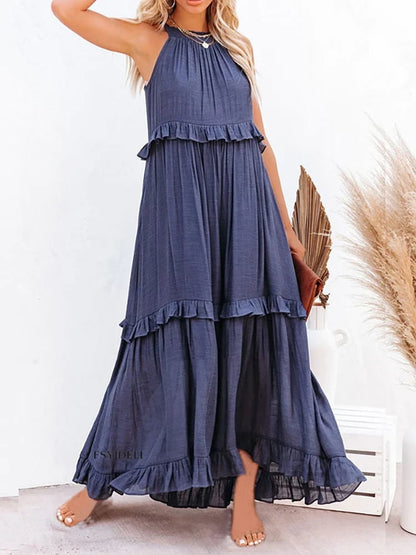 💕50% Discount💕Long dress adorned with ruffle edges, swaying gracefully in the breeze💕