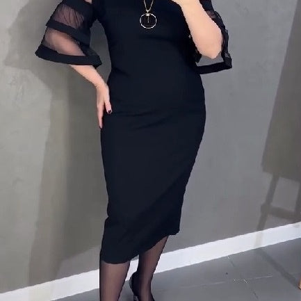 💕Fashionable mesh, rear zipper design, showcases charming curves.