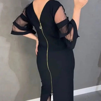 💕Fashionable mesh, rear zipper design, showcases charming curves.