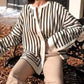 💕Casual Striped Round Neck Button Front Blouse