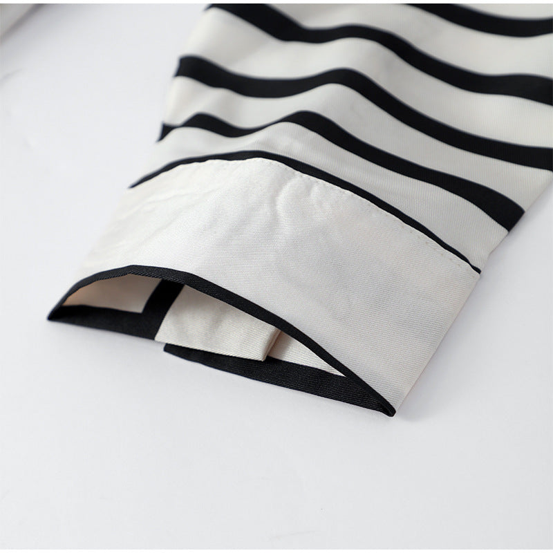 💕Casual Striped Round Neck Button Front Blouse