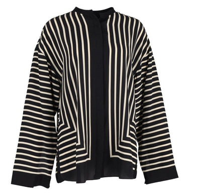 💕Casual Striped Round Neck Button Front Blouse