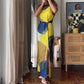 Women’s Elegant Abstract Watercolor Cutout Dress