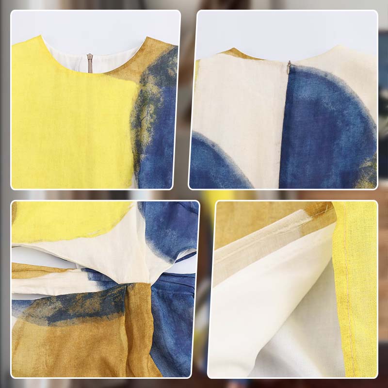 Women’s Elegant Abstract Watercolor Cutout Dress