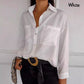 Women's Solid Lapel Long-Sleeve Button Down Shirts